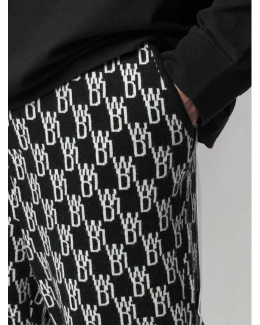 we11done Black Intarsia Knit Track Trousers for men