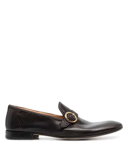 Lidfort Black Buckle-embellished Leather Loafers for men