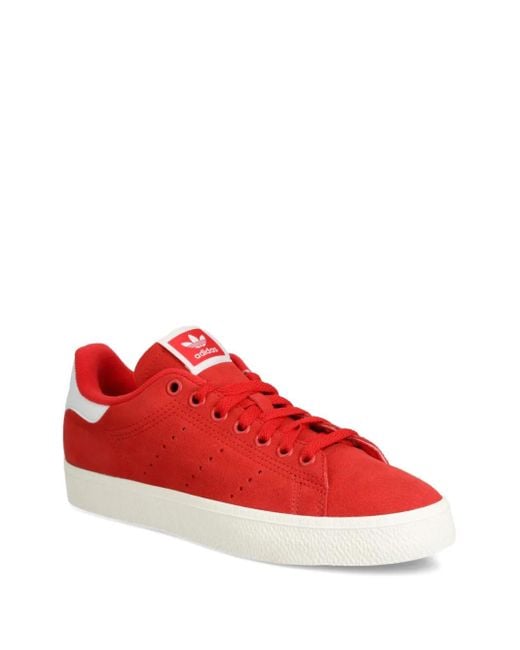 Adidas Red Stan Smith Leather Sneakers