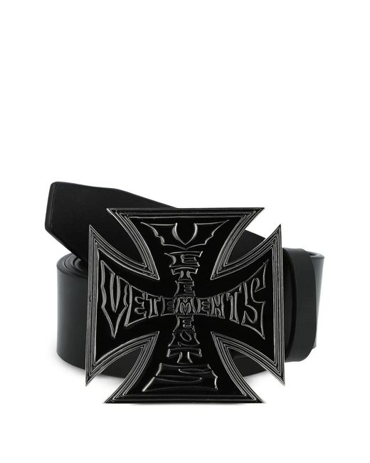 Vetements メンズ ブラック クロスロゴ ベルト