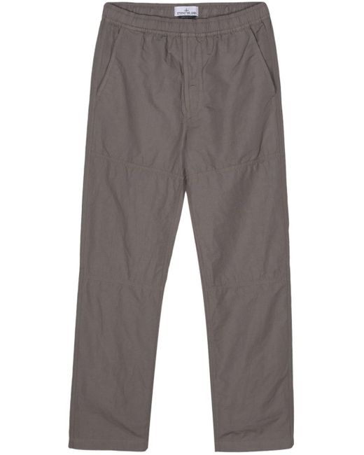 Stone Island Gray Compass-appliqué Straight-leg Trousers for men