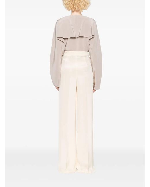 Max Mara White Crepe De Chine Trousers