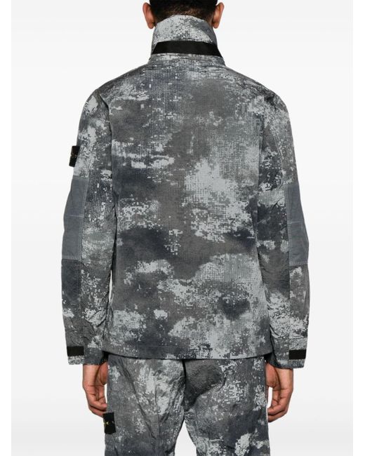 Stone Island Camouflage-Jacke mit Kompass-Patch in Gray für Herren