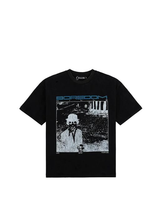 Boredom Kills Black Graphic-Print T-Shirt for men