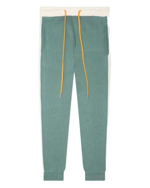 Rhude Green Panelled Knit Trousers for men