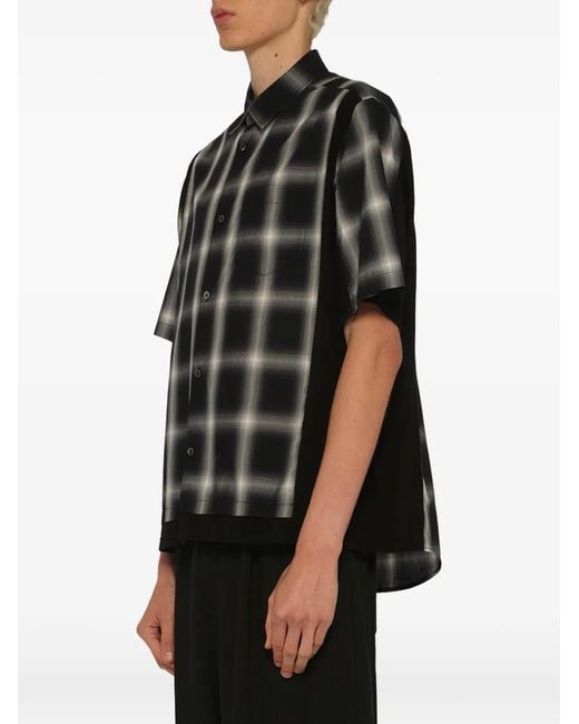 Undercover Black Combo Check Ss Shirt for men