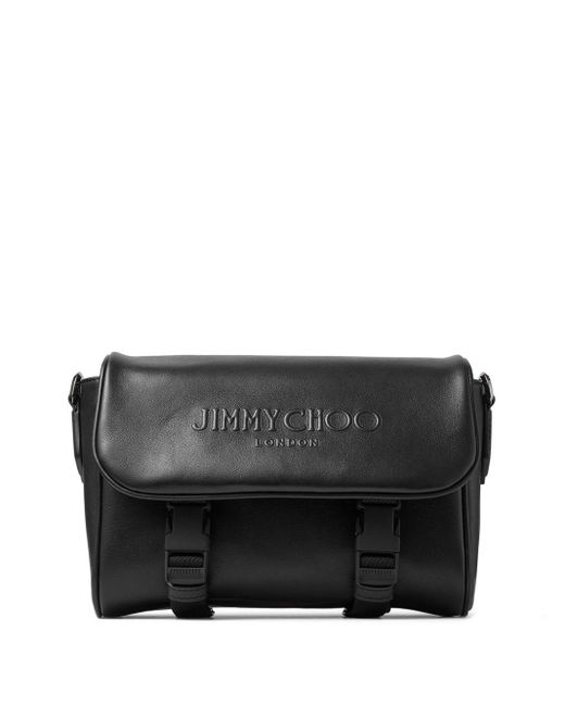 Jimmy Choo Black Eli Leather Messenger Bag for men
