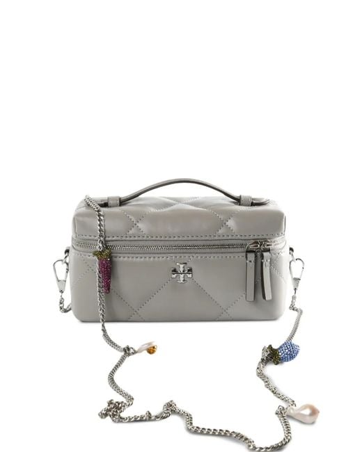 Tory Burch Metallic Kira Quilted Embellished-Chain Cross-Body Bag