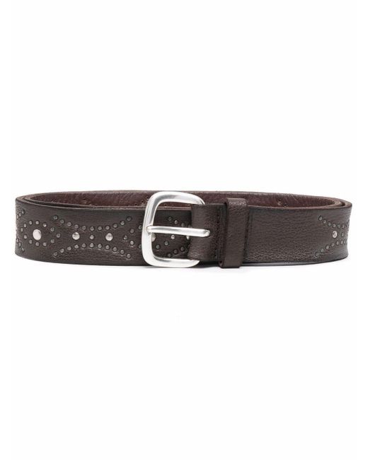 Orciani Brown Studded Leather Belt for men