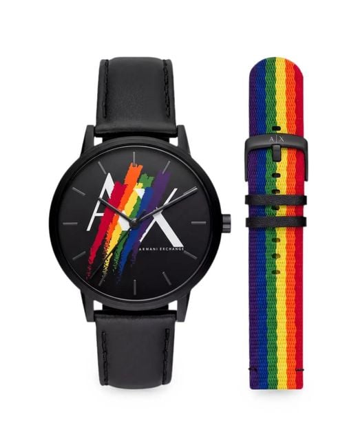 ARMANI EXCHANGE Black Cayde Logo-Print 42Mm Watch for men