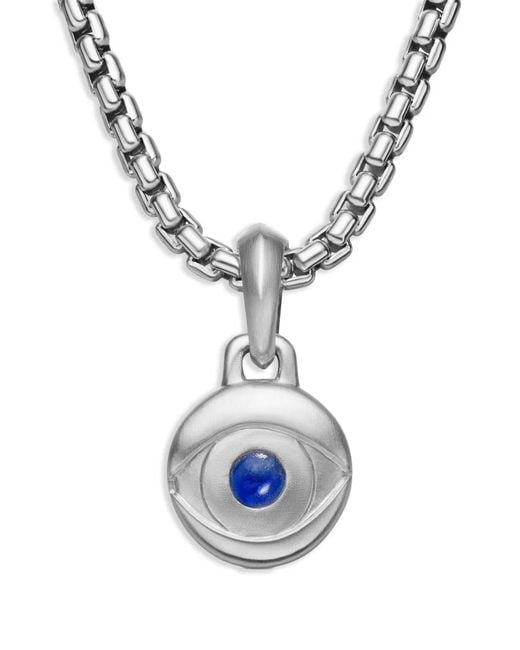 David Yurman Metallic Sterling Evil Eye Lapis Lazuli Amulet (14.5Mm) for men