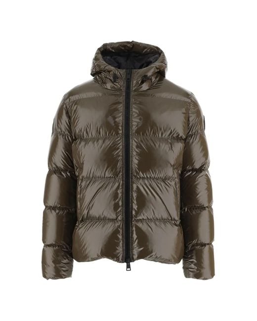 Herno Brown Quilted Hooded Jacket for men