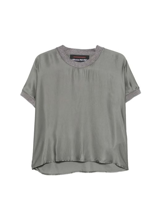 Collection Privée Gray Embellished Crew-Neck Blouse
