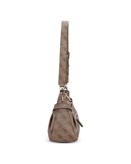 Guess Natural Yesba Logo-Pattern Padlock-Detail Shoulder Bag