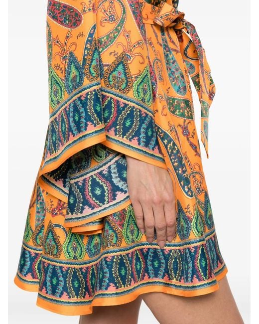 Etro Orange Printed Silk Dress