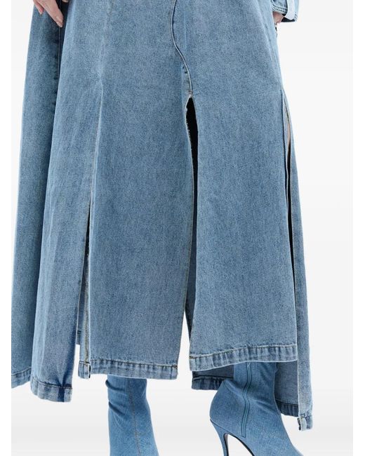 ROKH Blue Slit Denim Midi Skirt