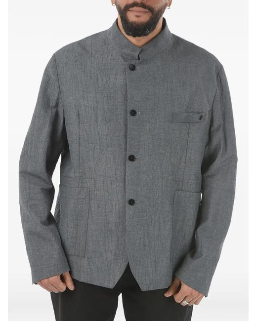 Ixos Gray Negramaro Single-Breasted Korean-Collar Jacket for men
