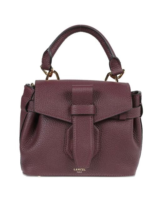 Lancel Purple Leather Top-Handle Shoulder Bag