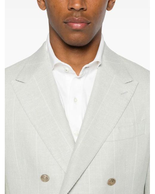 Eleventy White Double-Breasted Blazer for men