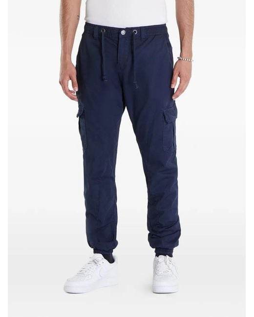 Urban Classics Blue Drawstring-Waist Cargo Pants for men