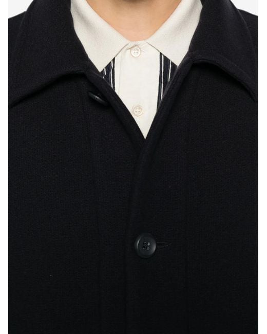 Sandro Black Button-Fastening Wing-Collar Jacket for men