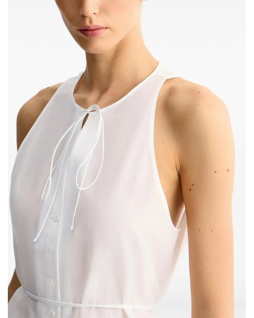 12 STOREEZ White Button-Up Belted Top