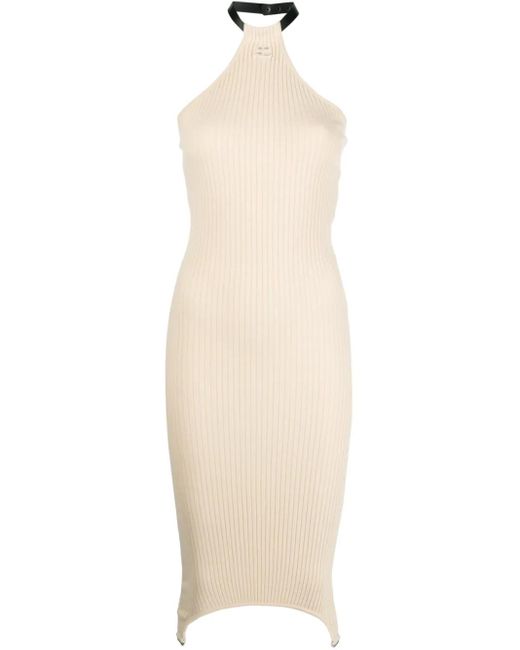 Courreges White Ribbed-Knit Halterneck Dress