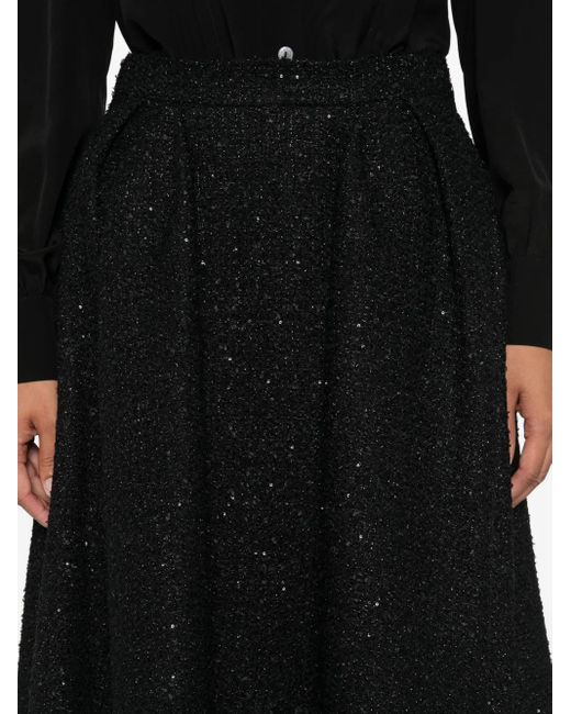Alessandra Rich Black Faltenrock mit Pailletten