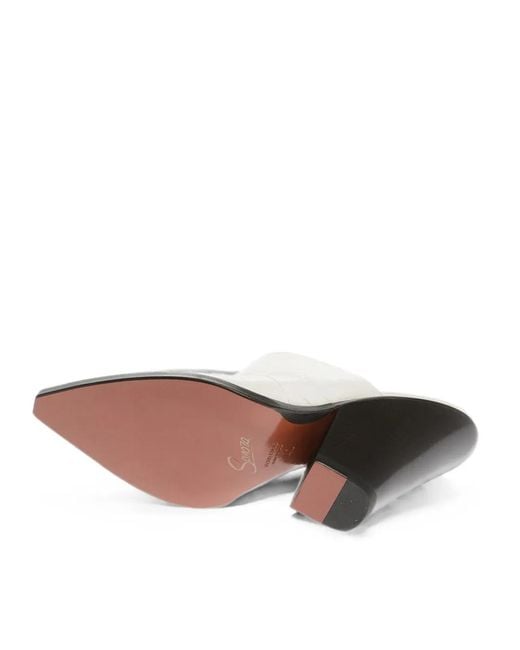 Sonora Boots White Hammered Leather Pointed-Toe Sandals