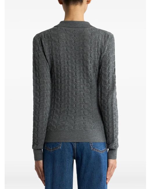 Etro Gray Cable-Knit Sweater