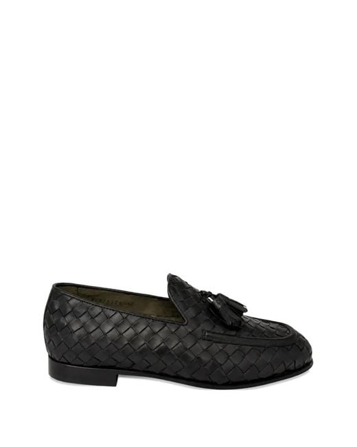 Franzese Collection Black Woven Tassel Loafers for men
