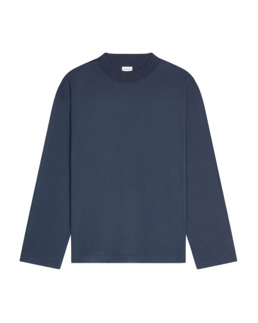 Dries Van Noten Blue Cotton Long Sleeve T-Shirt for men