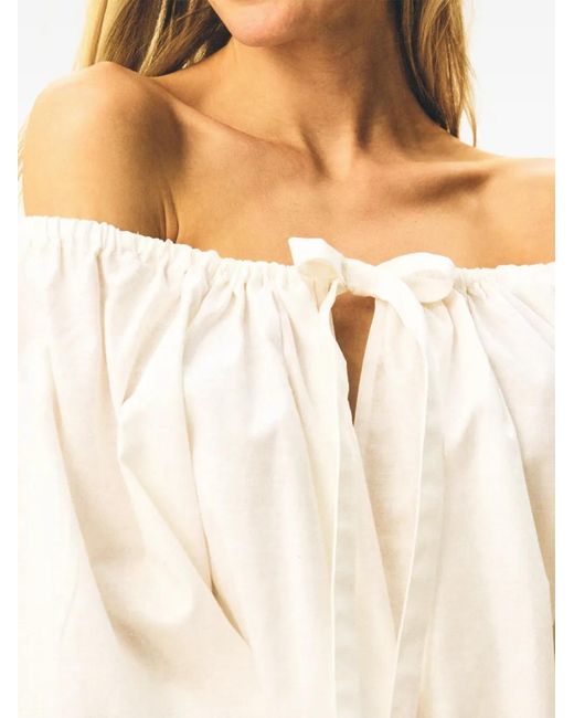 Sleeper White Cha-Cha Billowy-Sleeves Blouse