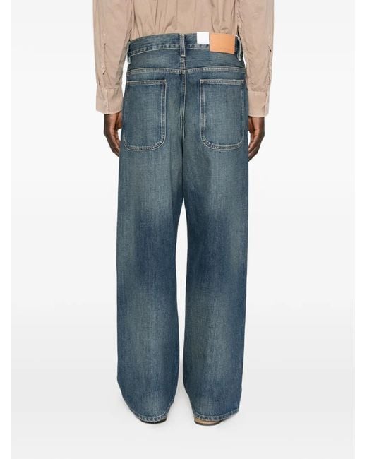sunflower Blue Faded-Effect Loose Jeans for men