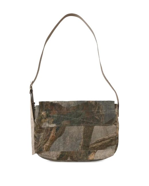 Ziggy Chen White Medium Camouflage-Print Messenger Bag for men
