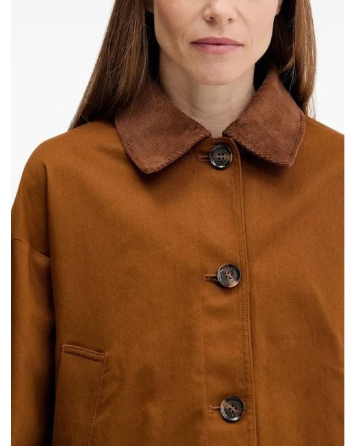 Barbour Orange Corduroy-Collar Buttoned Jacket