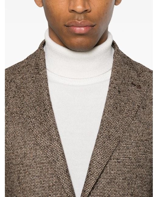 Tagliatore Brown Textured Single-Breasted Blazer for men