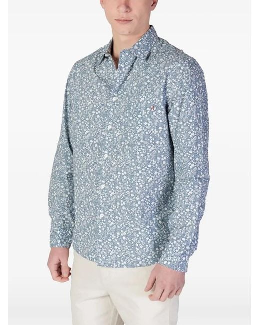 Replay Blue Floral-Print Shirt for men