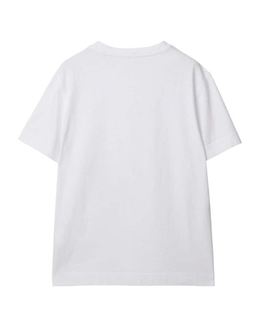 Burberry White T-Shirt mit Knight-Print