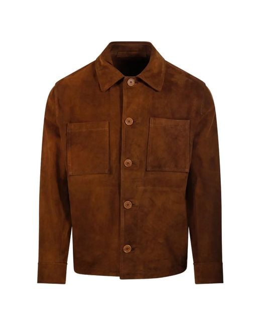 Salvatore Santoro Brown Suede Patch-Pocket Jacket for men