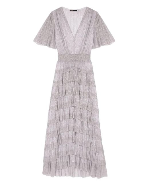 Maje Metallic Ruffled Dress