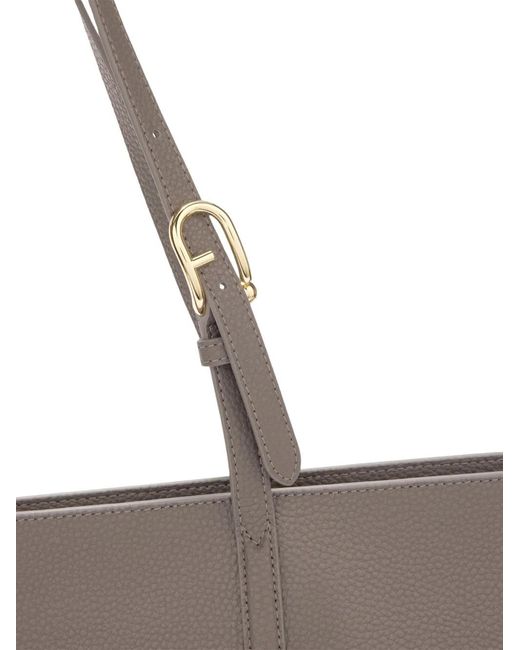 Furla Gray Large Ava Leather Tote Bag