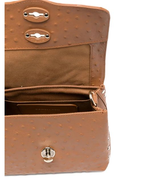 Zanellato Brown Postina Baby Turnlock Studded Tote Bag