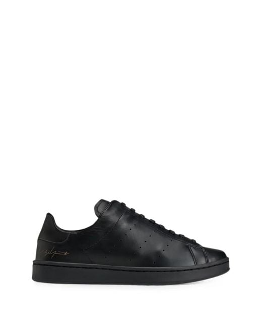 Y-3 Black Stan Smith Perforated-Detail Leather Trainers for men