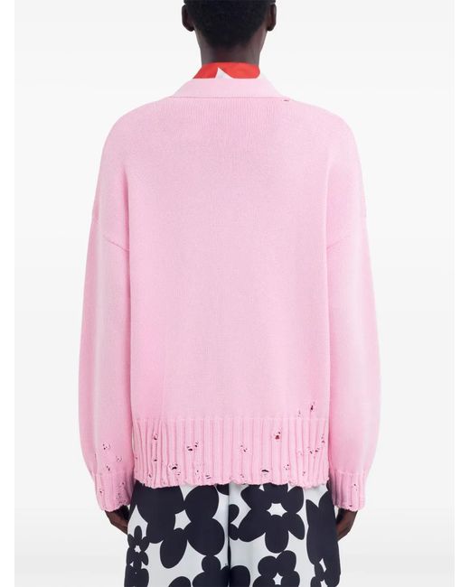 Marni Pink Distressed Cardigan for men