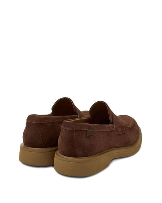 Camper Brown Norman Penny Suede Loafers for men