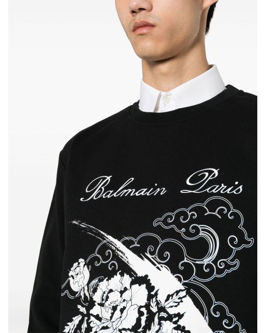 Balmain Sweater Met Print in het Black voor heren