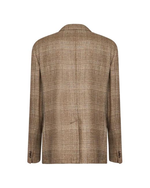 Etro Brown Plaid-Pattern Blazer for men