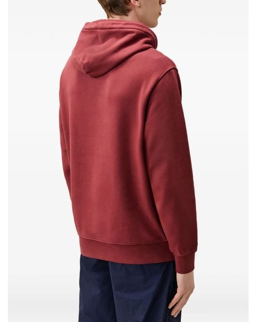 C P Company Red Hoodie En Coton À Détail De Verre Logo Signature for men