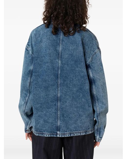 American Vintage Joybird Denim Jack Met Opgestikte Zak in het Blue